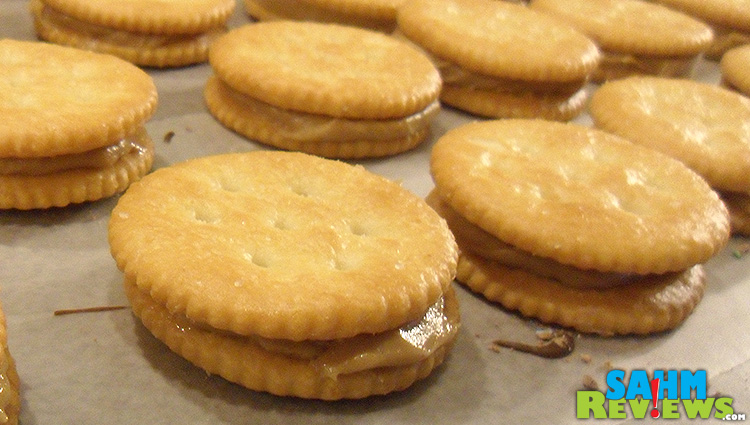 Chocolate Covered Ritz & Peanut Butter with M&M's Crackers & PB #shop #bakingideas