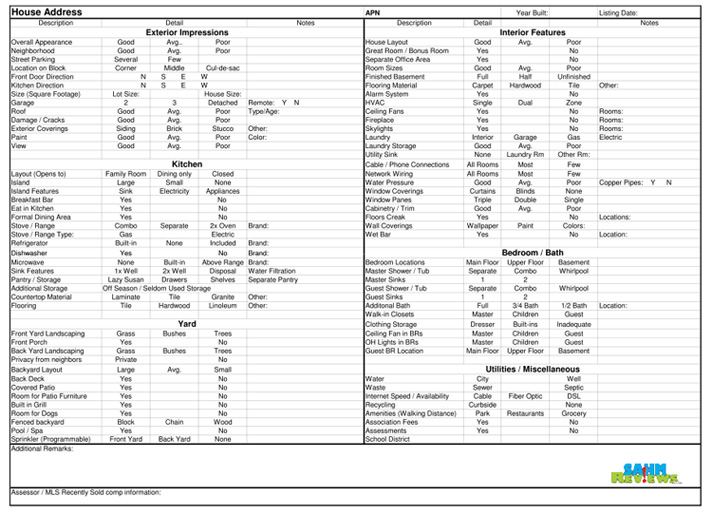 House Hunting Checklist