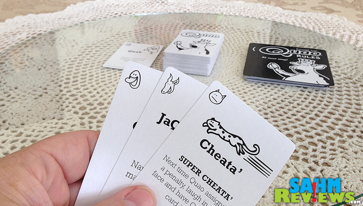 Quao (pronounced 'Cow') is a party card game suitable for almost any age. That is if you can stand to be embarrassed in front of your kids. - SahmReviews.com