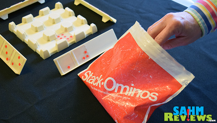 This week's Thrift Treasure is a version of Dominos that we had never seen before. Stack-Ominos by Pressman takes dominos to a whole new level. - SahmReviews.com