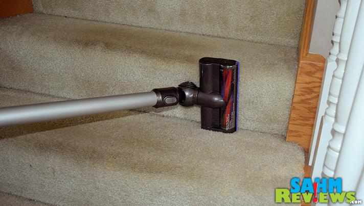 Cleaning the stairs is easier with the Dyson V6 slim. - SahmReviews.com