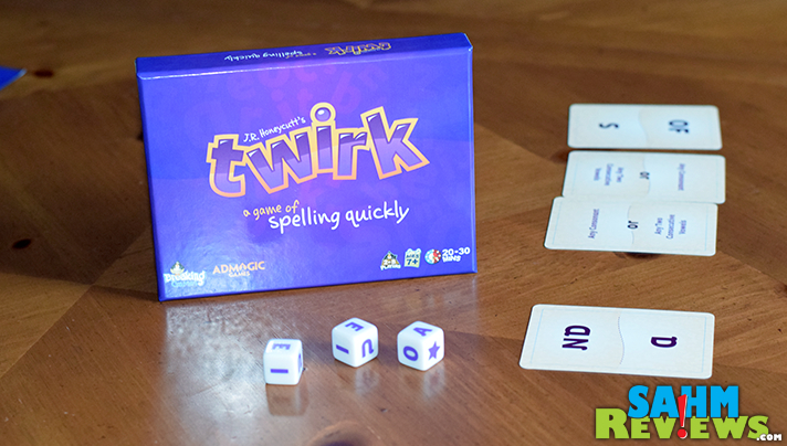 Twirk by Breaking Games puts you in a race to be the first to create an 8-letter word only from the cards and dice displayed. Does your brain work fast enough? - SahmReviews.com