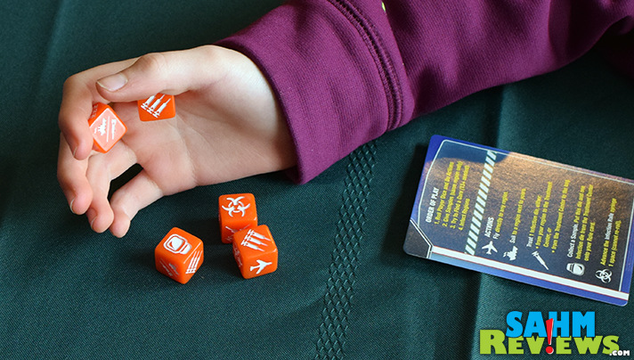 The randomness of each roll of the dice make every game of Pandemic the Cure different from the last. - SahmReviews.com
