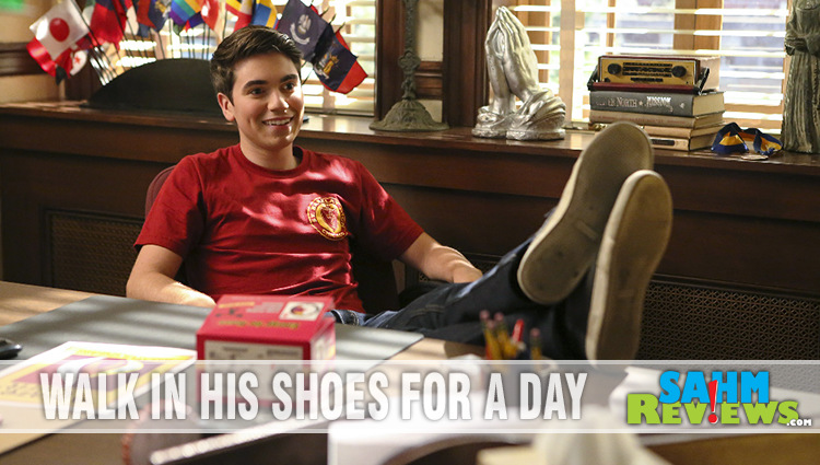 Kenny, played by Noah Galvin, kicks back during The Real O'Neals episode "The Real Retreat". - SahmReviews.com #TheRealONeals #ABCTVEvent #CaptainAmericaEvent