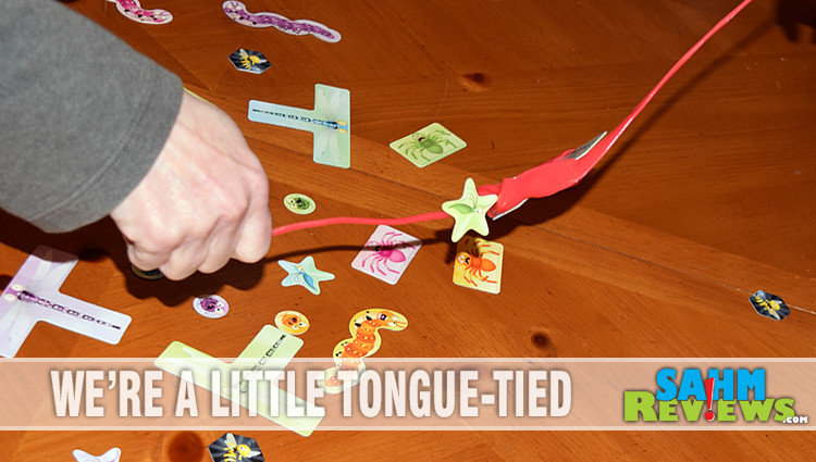 You might get tongue-tied playing iello's Sticky Chameleons. But that's part of the fun! Try your hand at grabbing the bugs only using your tongue! - SahmReviews.com