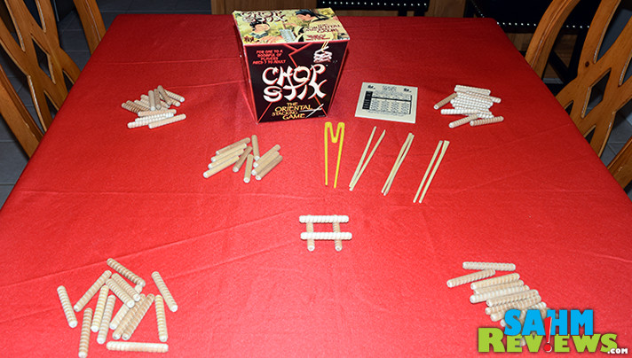 We're technically not playing with our food, just our utensils. Check out this classic Chop Stix we received from a friend. It's like a reverse Jenga! - SahmReviews.com