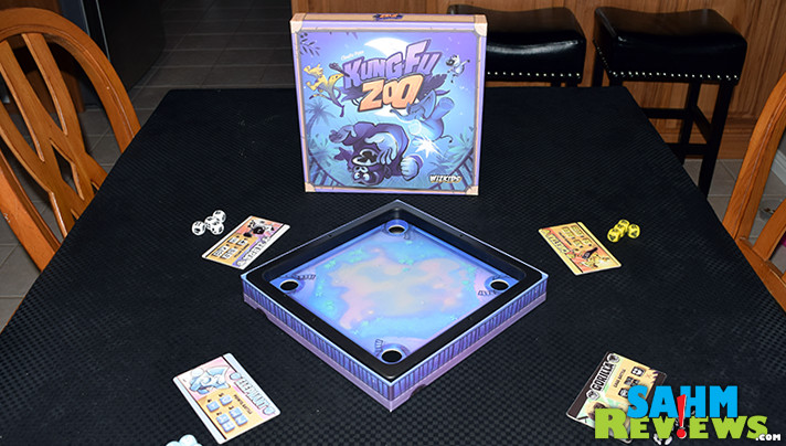 This is the first time we've been asked to flick dice as part of a game. Kung-Fu Zoo uses that feature to position and knock out your opponents! - SahmReviews.com