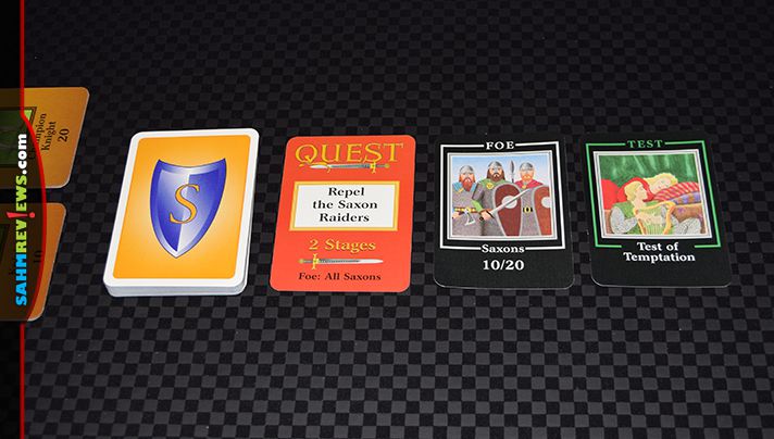 Quests of the Round Table is more than a standard trick-taking card game. It has you battling each other to earn shield and rank up! - SahmReviews.com