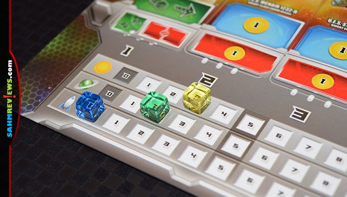 Alderac Entertainment Group's Space Base game reminded us of our days playing craps in Las Vegas. Wonder if I could find some loaded dice to use?! - SahmReviews.com