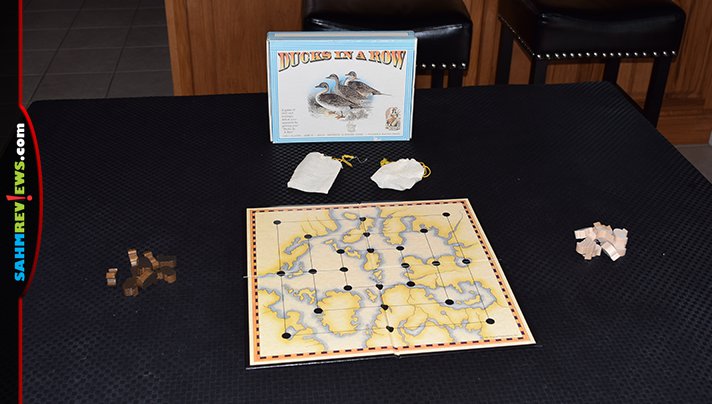 Ducks in a Row is a themed version of the ancient game of Nine Men's Morris. We also saw a copy at our local yogurt shop! Check out this week's thrift find! - SahmReviews.com