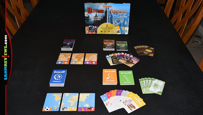 If you don't want to play with monsters, you can run a business instead! That's the feature of the GoVenture card game - you can choose which theme you use! - SahmReviews.com