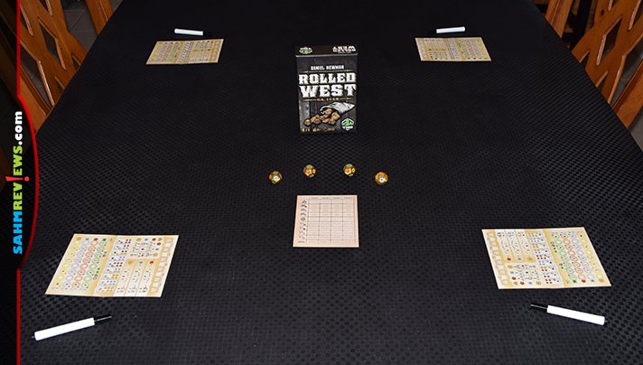 Gold West is still our go-to game for introducing new players to hobby games. Tasty Minstrel Games has followed up with Rolled West set with the same theme! - SahmReviews.com