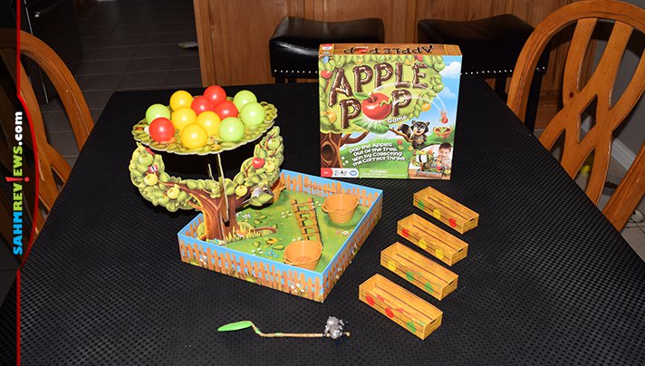 Apple Pop is designed for smaller kids, but we couldn't resist the included gorgeous 3D tree! It's the second game we bought while thrifting out of town! - SahmReviews.com