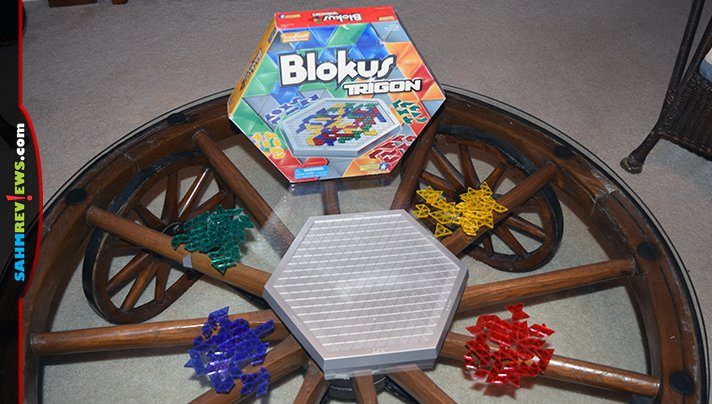The collection is finally complete! We found this copy of Blokus Trigon, but it was missing a piece. Thanks to a friend, we had the perfect solution! - SahmReviews.com