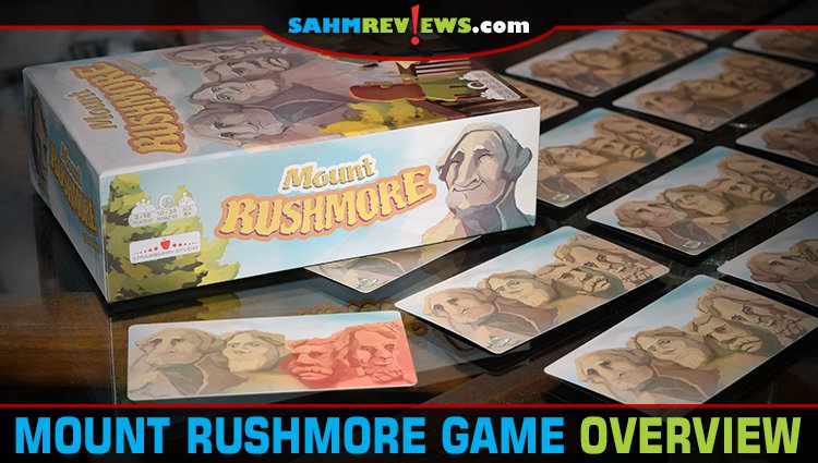 Match the monument heads on the search deck to the ones in the grid in Mount Rushmore card game from Strawberry Studio, an imprint of Board & Dice. - SahmReviews.com