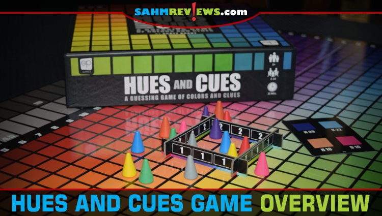 Designed by Scott Brady, Hues and Cues is a party game about color perception where you use one or two cues to get players to guess your hue. - SahmReviews.com