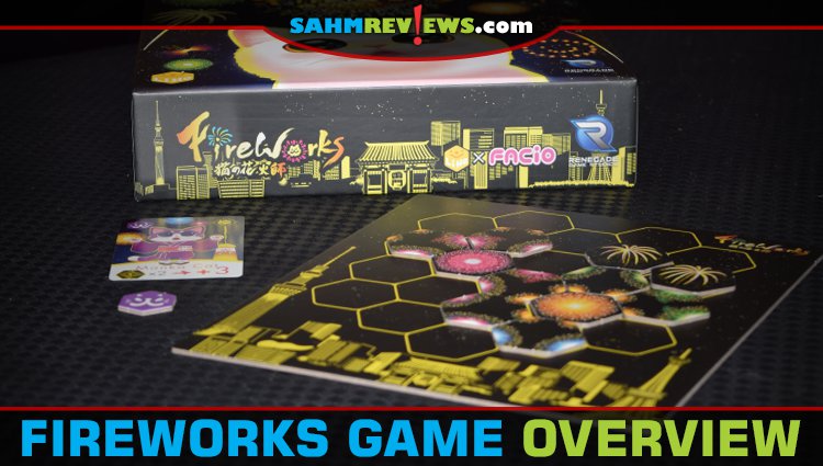 No loud noises when these fireworks go off! Create colorful kaleidoscopes on your game table in Fireworks pattern building game from Renegade Game Studios. - SahmReviews.com