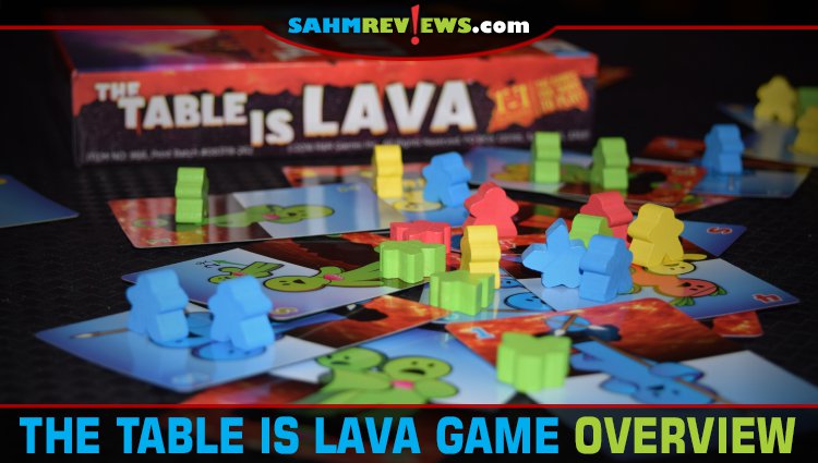 A flick of the cards can keep your meeples on safe ground or send others to their doom in The Table is Lava from R&R Games. - SahmReviews.com