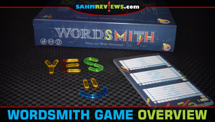Winning a game of Wordsmith from Asmodee requires more than just a good vocabulary. First you have to create the letters using random pieces! - SahmReviews.com