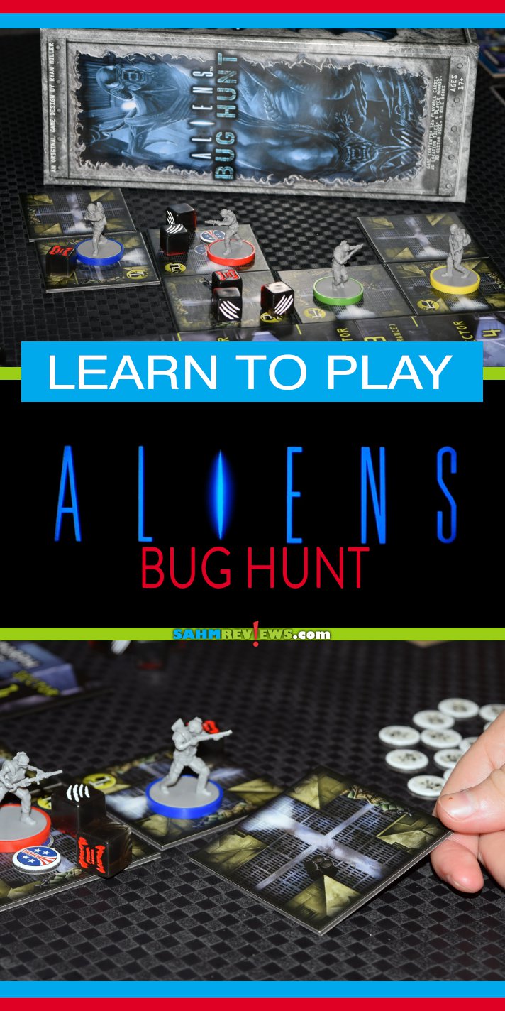 Take on roles from Aliens movies and work together to battle Xenomorphs in Aliens: Bug Hunt cooperative board game from Upper Deck Entertainment. - SahmReviews.com