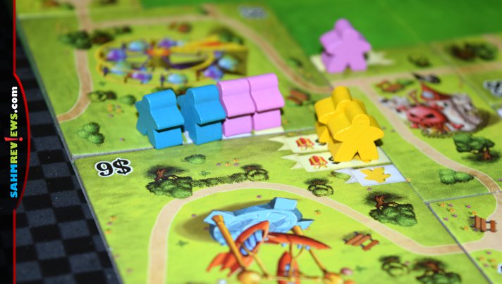 Make your guests happy by purchasing rides and services as you build the best amusement park in Meeple Land board game from Blue Orange Games. - SahmReviews.com
