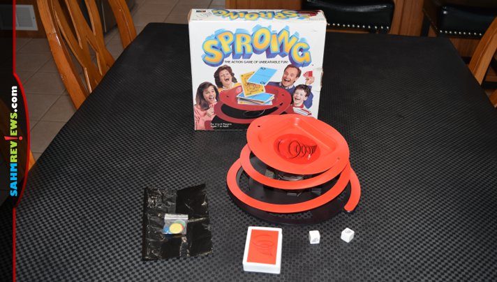 Sproing is another example of how publishers began using plastic to elevate their games. This one literally shoots cards into the air! - SahmReviews.com