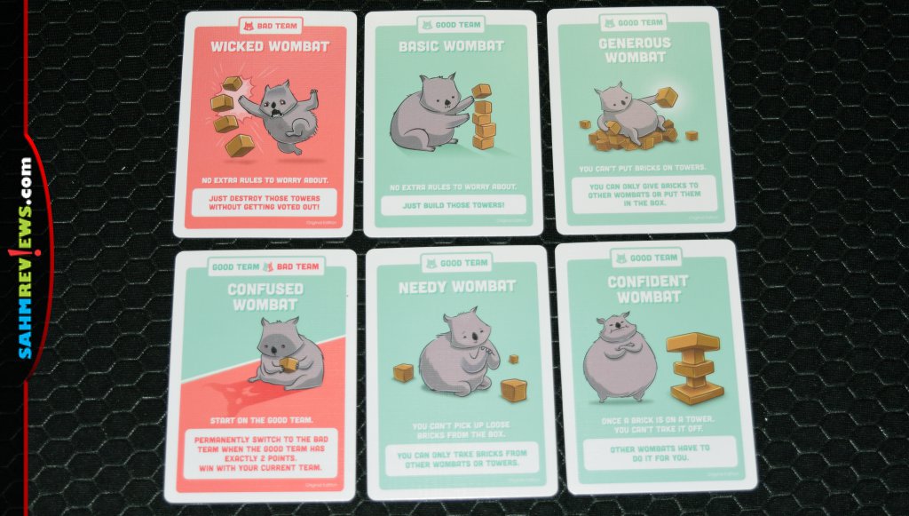 Sample hidden role cards from Hand-to-Hand Wombat game. - SahmReviews.com