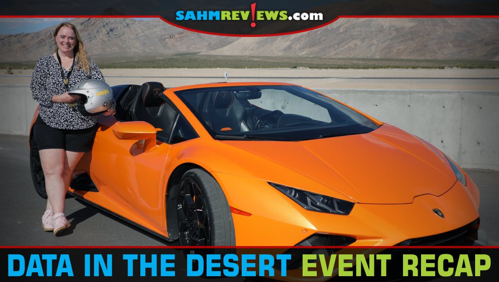 Nicole Brady next to orange Ferrari at Wejo Data in the Desert. - SahmReviews.com
