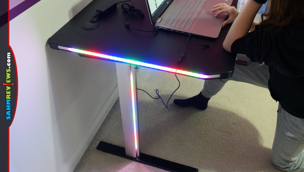 EwinRacing Gaming Desks have built-in LED lighting for ambiance. - SahmReviews.com