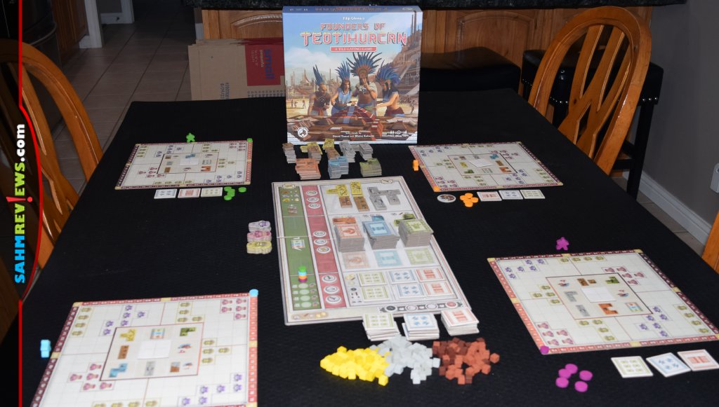 Game setup for Founders of Teotihuacan. - SahmReviews.com