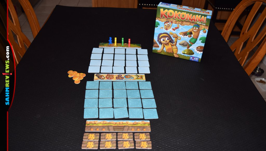 Game setup for Kokonana family board game. - SahmReviews.com