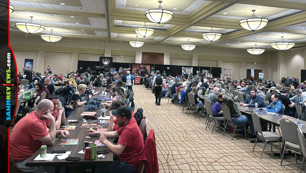 One of the banquet halls filled with lots of tabletop gamers at Great Plains Game Festival. - SahmReviews.com