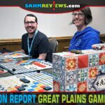 Great Plains Game Festival included a large assortment of giant-sized games. Pictured are attendees playing Azul Giant. - SahmReviews.com