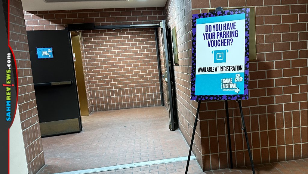 Great Plains Game Festival signage included reminders like this parking one on the way to the garage. - SahmReviews.com