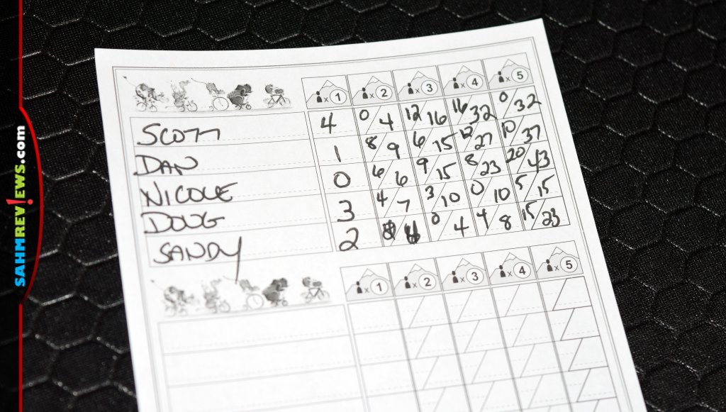 Velonimo - Filled out score sheet