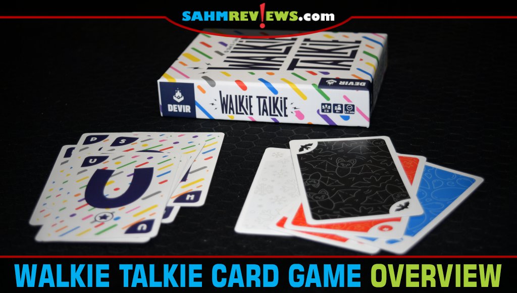 Walkie Talkie card game box with piles of color and letter cards. - SahmReviews.com