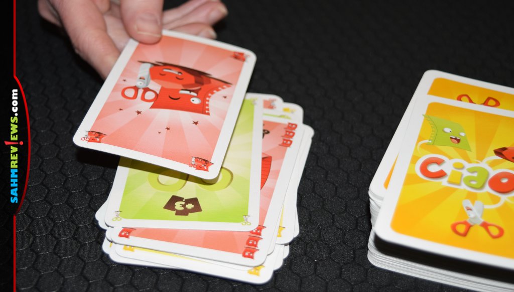 Ciao! Card Game - playing a red wild card onto the discard pile