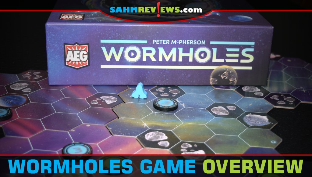 Wormholes game - Box lid setting on the space pieces with ship and wormhole tokens in front