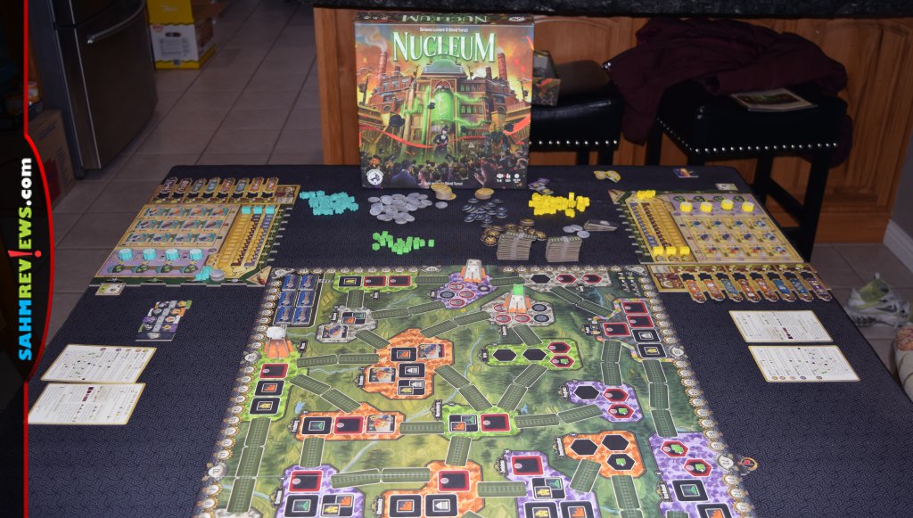 Nucleum - Overhead shot of the table set up and ready to play.