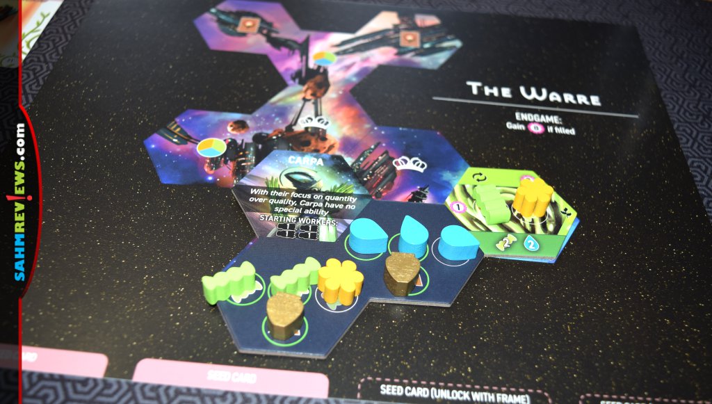 Players store resources on their player mat in Apiary worker placement game - SahmReviews.com