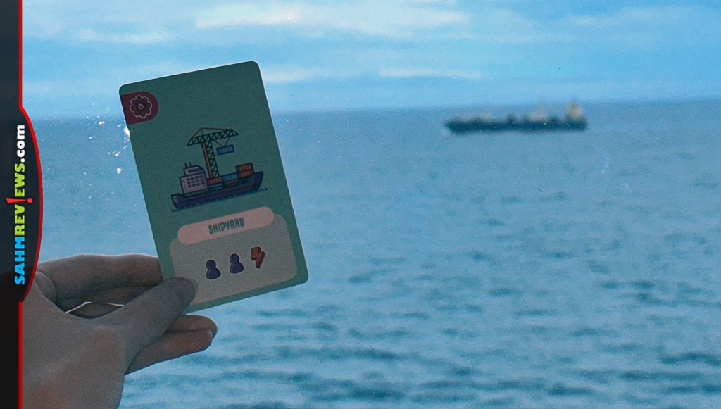 Stroke of irony to look out the cruise ship window while playing Point City and see a vessel matching the shipyard card - SahmReviews.com