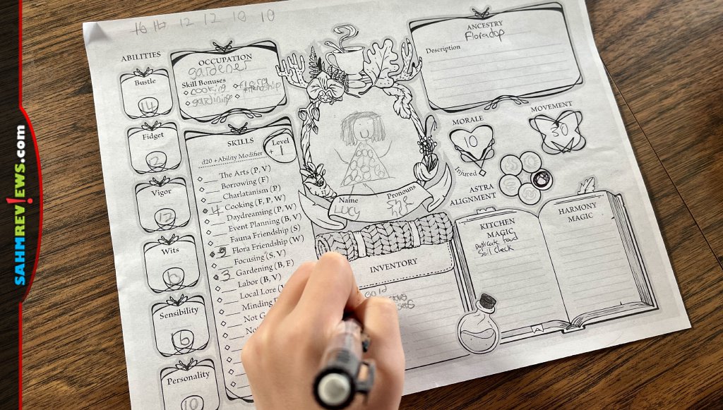 Players record their adventures on their character sheets in Teatime Adventures from Snowbright Studio - SahmReviews.com